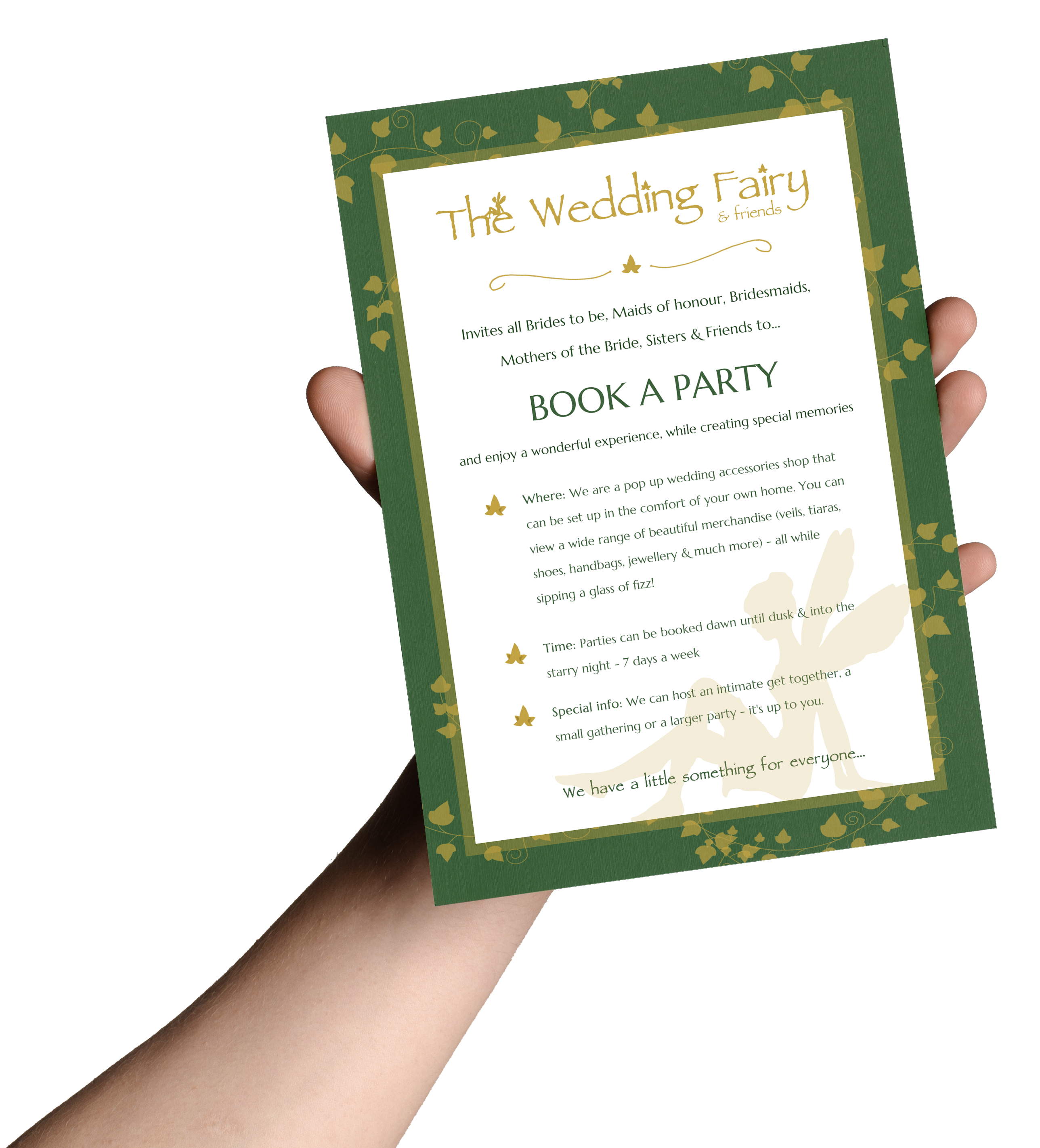 Flyer printing in Liverpool - flyer in hand for wedding business